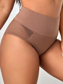 Plus Solid High Waisted Panty - Mocha Brown - View 4