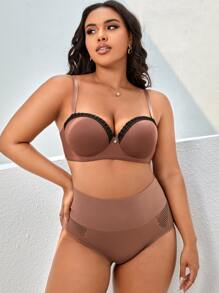 Plus Solid High Waisted Panty - Mocha Brown - View 5
