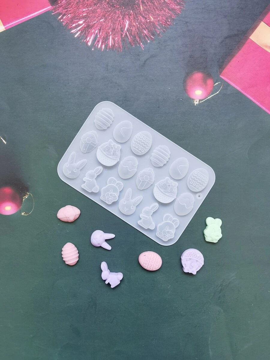 1 Khuôn Kẹo Silicon, Hiện Đại Trứng Phục Sinh & Thỏ Thiết Kế Khuôn Kẹo Cho Gia Đình - trắng - Xem 1