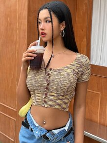 DAZY Nữ Cardigans Nút phía trước màu trơn Giải trí - Màu vàng - Xem 7