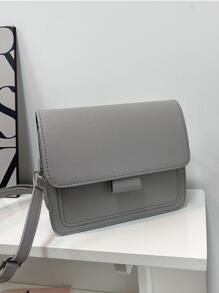 1 chiếc túi đeo chéo hình vuông bằng da PU có nắp từ tính, thiết kế tối giản đơn giản, đa năng và giản dị dành cho nam giới sử dụng hàng ngày/du lịch, dây đeo có thể điều chỉnh - Xám - Xem 3