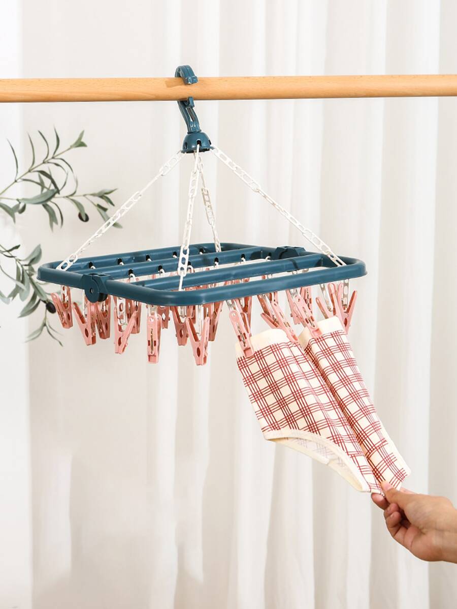 1pc PP Drying Rack, Color Block Clothes Drying Hanger For Household