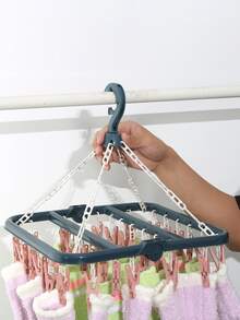 1pc PP Drying Rack, Color Block Clothes Drying Hanger For Household