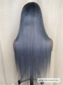 13*4 Lace Front Long Straight Human Hair Wig - Grey - View 4