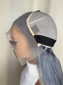 13*4 Lace Front Long Straight Human Hair Wig - Grey - View 6