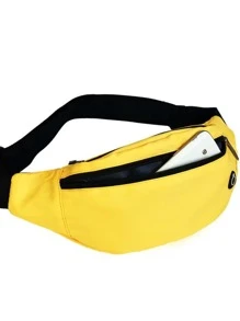 Zipper Bum Bag Yellow Waist Bag - Yellow - View 6