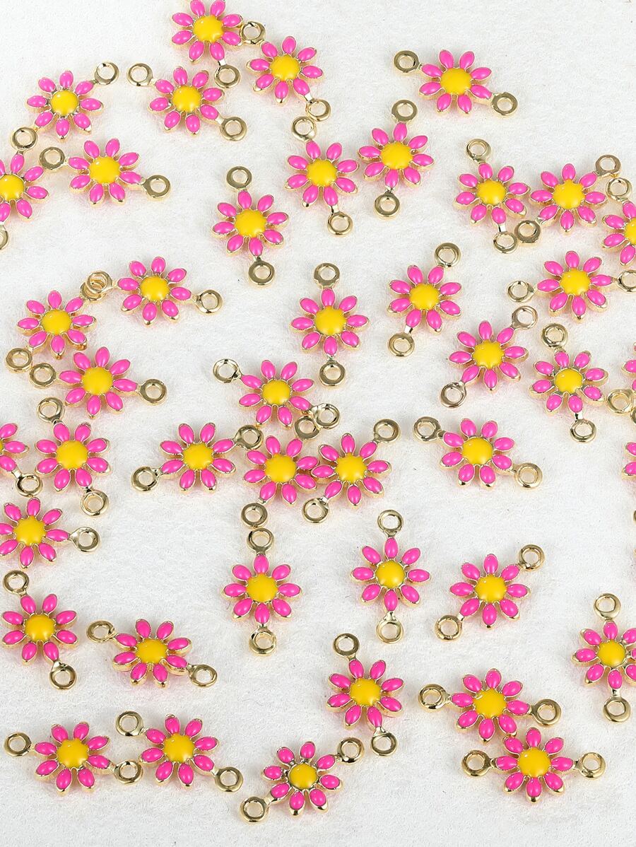 50 piezas/set Accesorio de joya DIY con diseño de flor - Multicolor - Ver 1