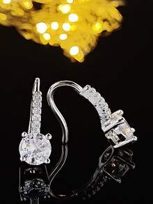 Cubic Zirconia Decor Earrings - White - View 1