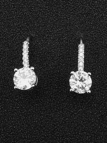 Cubic Zirconia Decor Earrings - White - View 2