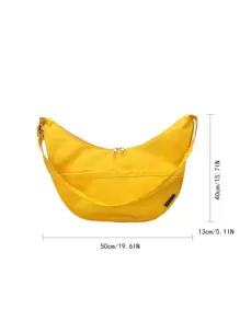 Japanese Style Solid Color Casual Large Capacity Student Commuter Dumpling Shoulder Cross-Body Crescent Lunar Messenger Bag, Versatile Shopping Tote - Yellow - View 3