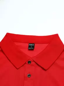 Manfinity Homme 男士素色POLO衫 - 紅色 - 查看 4