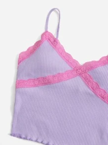 SHEIN MOD Lace Trim Cami Top - Lilac Purple - View 3