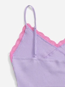 SHEIN MOD Lace Trim Cami Top - Lilac Purple - View 4