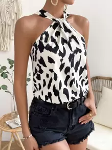 SHEIN VCAY Allover Print Blouse - White - View 3