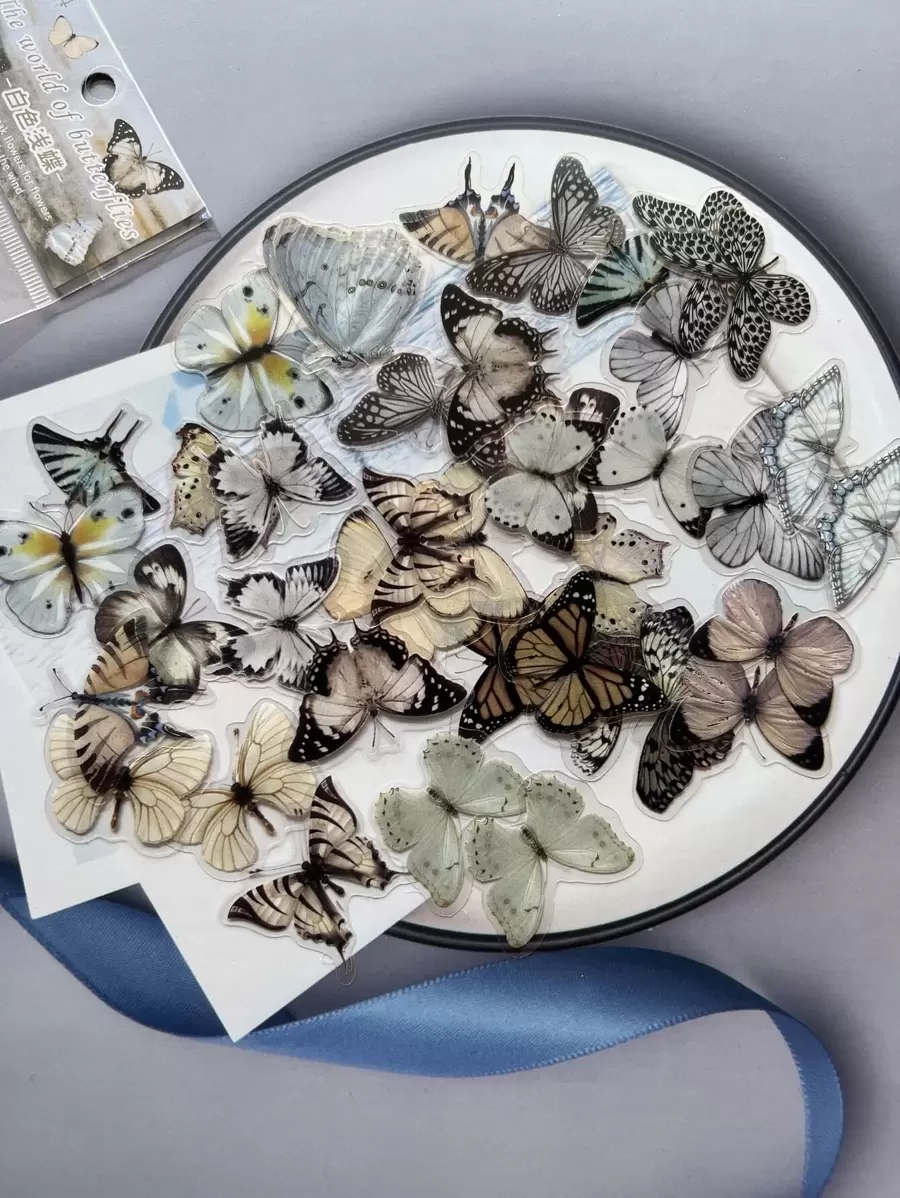 40 piezas Pegatina con patrón de mariposa pegatinas papelería manualidades libro de sticker estikers - Multicolor - Ver 1