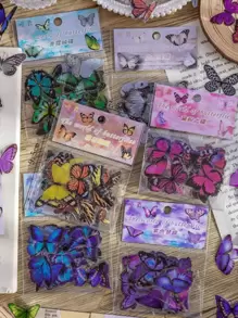 40 piezas Pegatina con patrón de mariposa pegatinas papelería manualidades libro de sticker estikers - Multicolor - Ver 6
