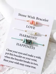 3pcs/set Stone Decor Bracelet - Multicolor - View 1