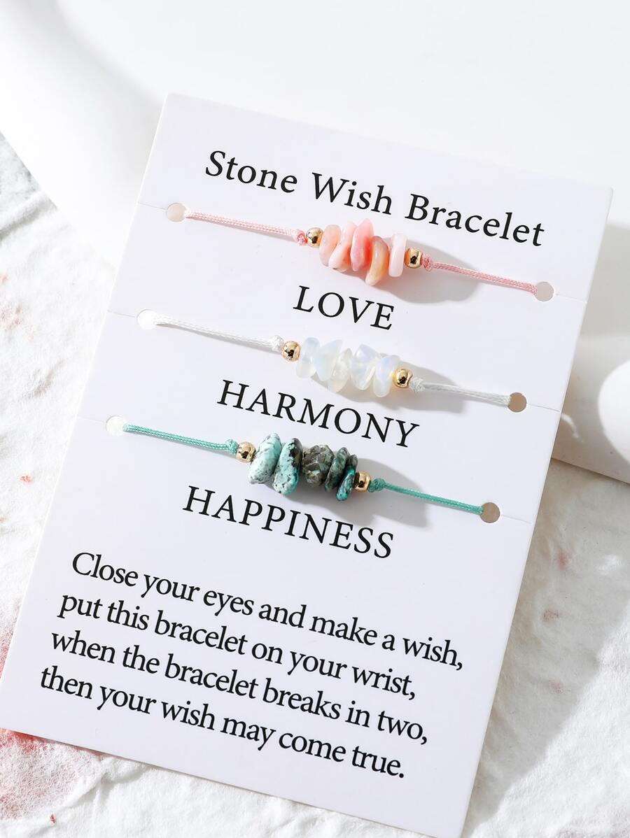 3pcs/set Stone Decor Bracelet - Multicolor - View 1
