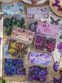 40 piezas Pegatina con patrón de mariposa pegatinas papelería manualidades libro de sticker estikers - Multicolor - Ver 4