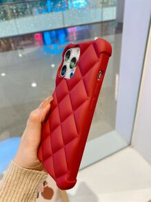 เคส โทรศัพท์ ลายนูนเรขาคณิต - สีไวท์แดงหม่น/สีเบอร์กันดี - ดู 4