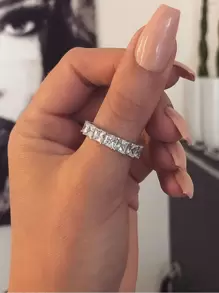 1 Chiếc Nhẫn Trang Trí Đính Đá Cubic Zirconia Quyến Rũ Cho Phụ Nữ Để Trang Trí Hàng Ngày - trắng - Xem 2