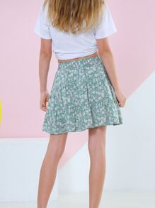 女孩小碎花荷葉邊半身裙
