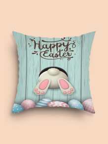 1pc Easter Egg & Rabbit Pattern Cushion Cover Without Filler, Modern Fabric Decorative Throw Pillow Cover For Home - Multicolor - View 1
