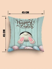 1pc Easter Egg & Rabbit Pattern Cushion Cover Without Filler, Modern Fabric Decorative Throw Pillow Cover For Home - Multicolor - View 4