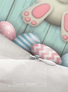 1pc Easter Egg & Rabbit Pattern Cushion Cover Without Filler, Modern Fabric Decorative Throw Pillow Cover For Home - Multicolor - View 5