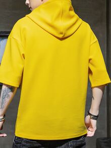 Áo thun & Áo lót Nam Dây kéo Lá thư Slogan Giải trí - Màu vàng - Xem 2