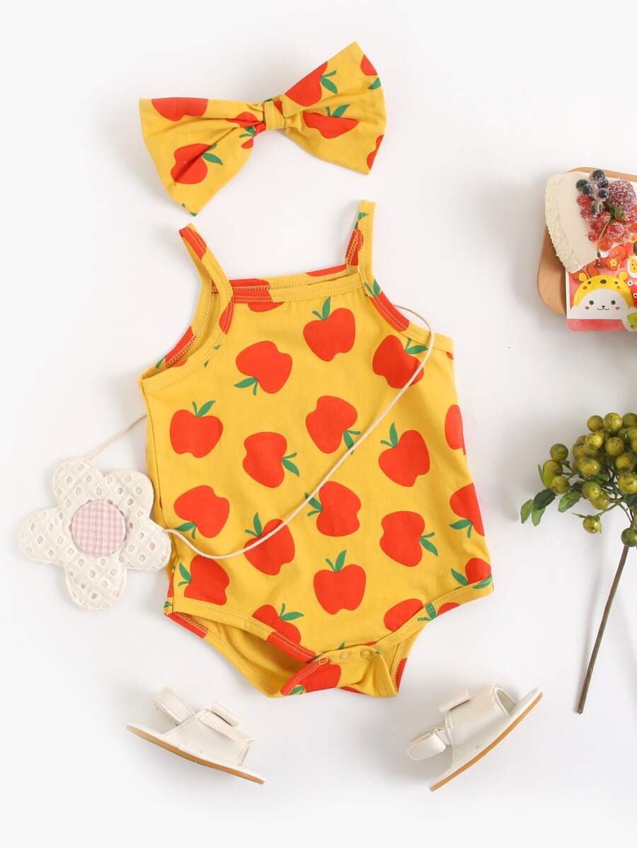 Bộ đồ liền thân in hình trái cây dễ thương cho bé mùa hè Cami - Màu vàng - Xem 1