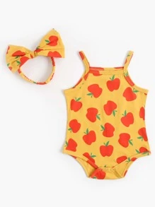 Bộ đồ liền thân in hình trái cây dễ thương cho bé mùa hè Cami - Màu vàng - Xem 4