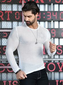 NITAGUT Áo thun & Áo lót Nam cắt màu trơn Giải trí - trắng - Xem 1