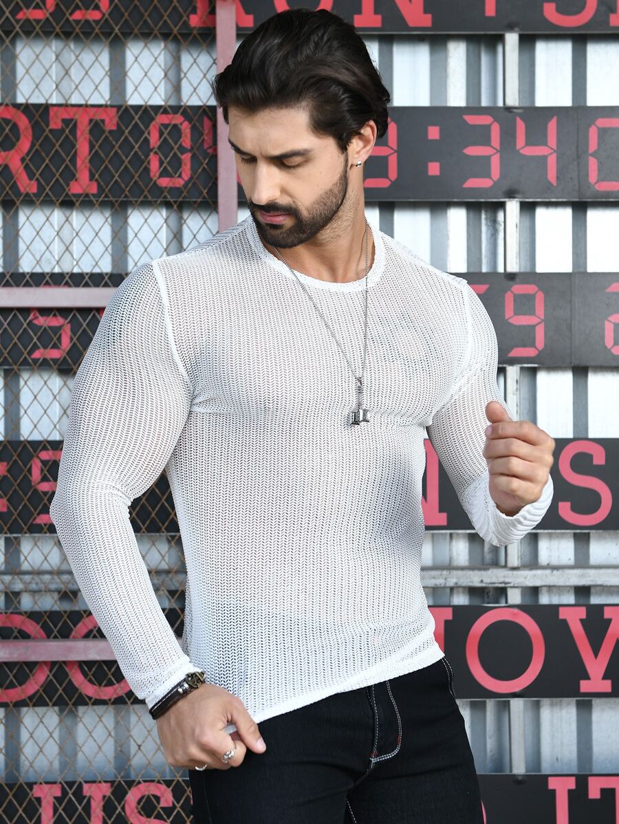 NITAGUT Áo thun & Áo lót Nam cắt màu trơn Giải trí - trắng - Xem 1