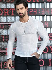 NITAGUT Áo thun & Áo lót Nam cắt màu trơn Giải trí - trắng - Xem 3