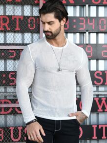 NITAGUT Áo thun & Áo lót Nam cắt màu trơn Giải trí - trắng - Xem 4