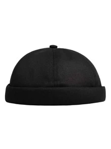 1pc Men Solid Docker Casual Hat For Outdoor - Black - View 1