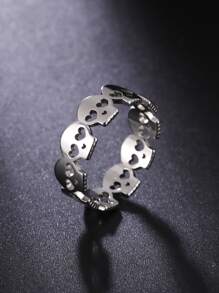 時尚流行1入組時尚不銹鋼骷髏裝飾單環男士日常裝飾珠寶禮物和時尚外觀 - 銀色 - 查看 1