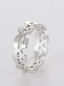 時尚流行1入組時尚不銹鋼骷髏裝飾單環男士日常裝飾珠寶禮物和時尚外觀 - 銀色 - 查看 2