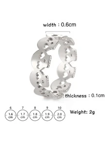 時尚流行1入組時尚不銹鋼骷髏裝飾單環男士日常裝飾珠寶禮物和時尚外觀 - 銀色 - 查看 3