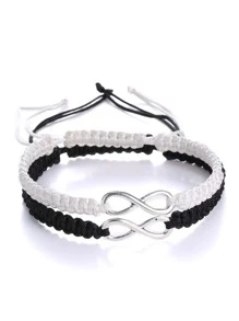 2 piezas Pulsera pareja con diseño de infinito - Plateado - Ver 1