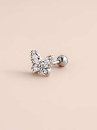 1pc Cubic Zirconia Butterfly Decor Stud Earring