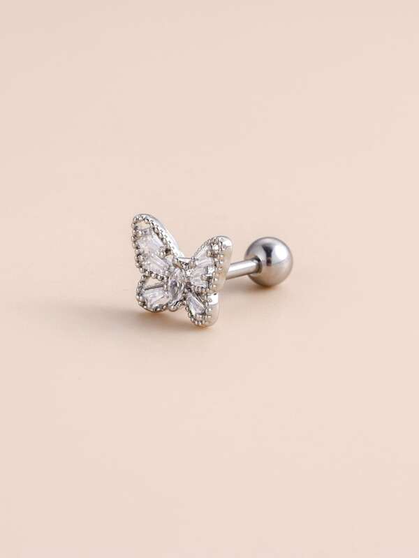 1pc Cubic Zirconia Butterfly Decor Stud Earring