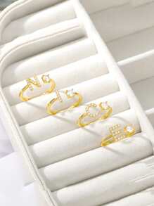 CVNANA 1pc Rhinestone Decor Ring - Yellow Gold - View 1