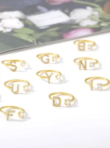 CVNANA 1pc Rhinestone Decor Ring - Yellow Gold - View 2