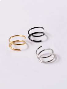 3 Cái/bộ Vòng Mũi Bằng Thép Không Gỉ Thời Trang Đôi Vòng Hình Môi Vòng Xoắn Trang Sức Cơ Thể Bằng Thép Không Gỉ Cho Phụ Nữ Và Nam Giới Không Cần Xuyên Trang Sức Cơ Thể Vách Ngăn - Nhiều màu - Xem 3