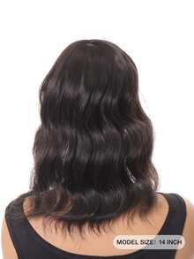 Short Curly Synthetic Hair Topper With Bangs - Black - View 2