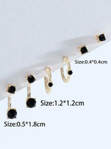 3pairs/set Rhinestone Decor Earrings