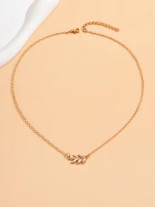 1入組復古金屬質感樹葉吊墜項鍊適用於女士日常裝飾