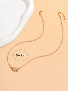 1入組復古金屬質感樹葉吊墜項鍊適用於女士日常裝飾